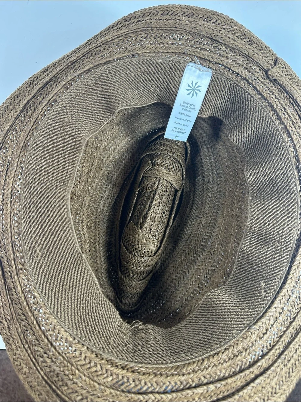 ATHLETA Woven 100% Paper Fedora Hat with Braided Band